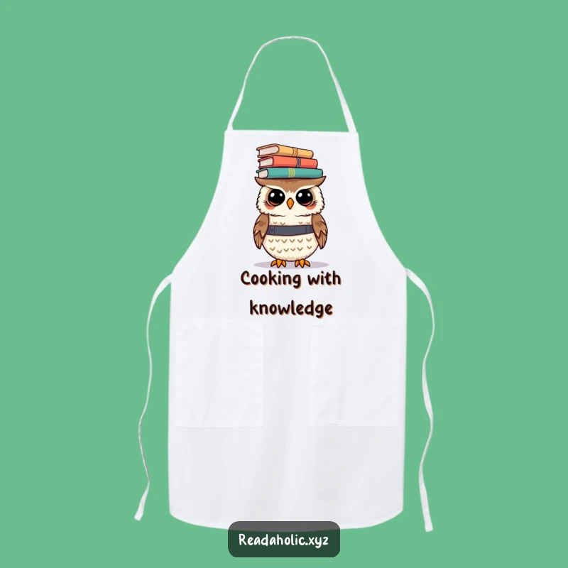 Funny Kawaii Owl Apron: Scholarly Kitchen Style with Book Balance