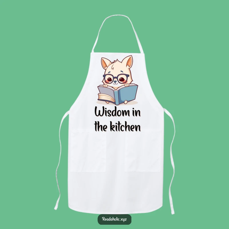Funny Chef's Apron: Adorable Animal with Glasses Reads Giant Book While Cooking, Hilarious Kitchen Gift