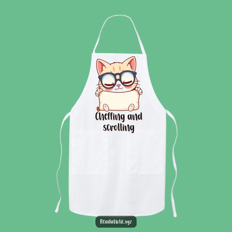 Funny Kawaii Cat Scholar Apron - Glee Kitchen Scroll Gift