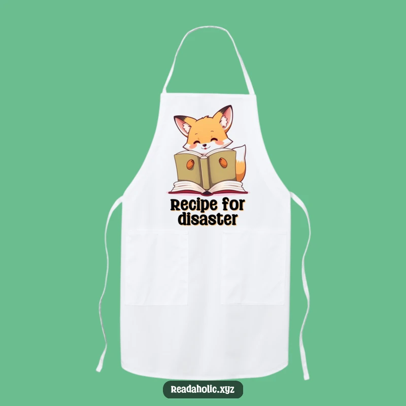 Funny Kawaii Fox Apron: Literary Kitchen Fun with Reading Fox