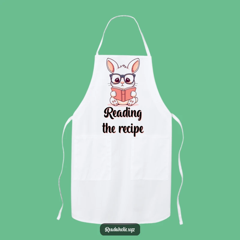 Funny Kawaii Rabbit Reading Apron: Cook with Literary Smarts and Humor