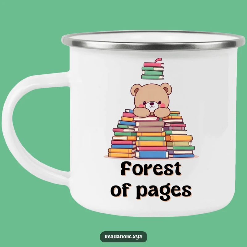 Funny Book Bear Camping Mug - Kawaii Cozy Reads Outdoor Gift