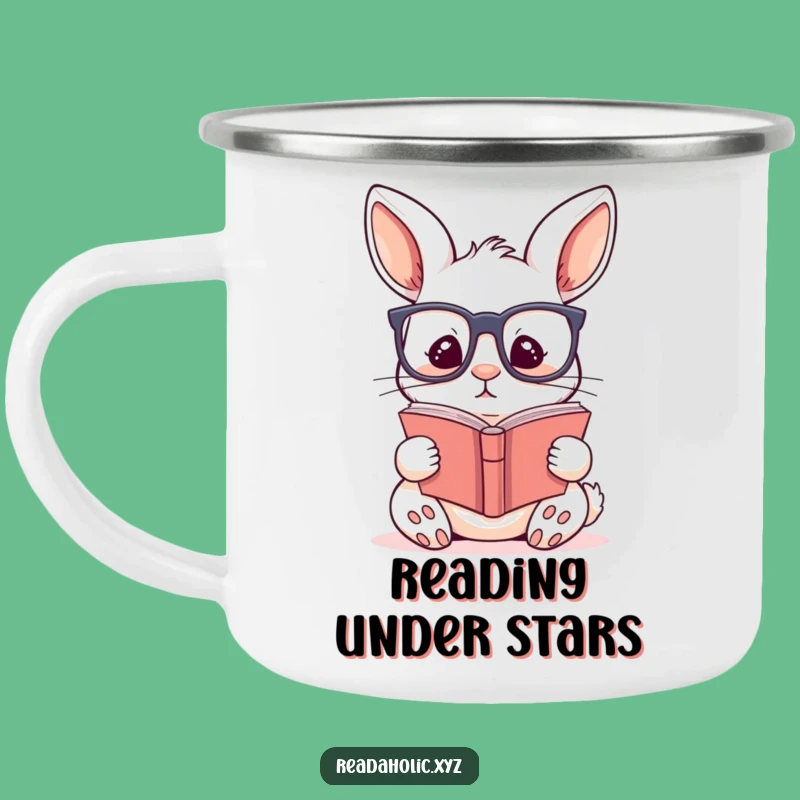 Funny Kawaii Rabbit Reading Camping Mug: Adventure with Intellectual Companions