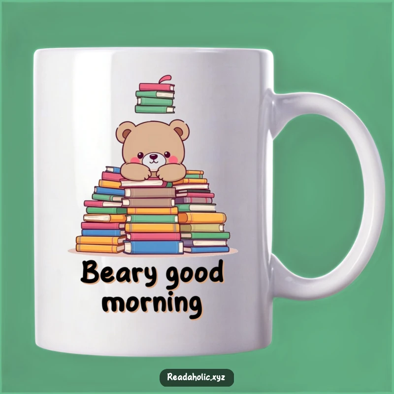 Funny Kawaii Bear Bookworm Mug - Cozy Mountain Reads Gift