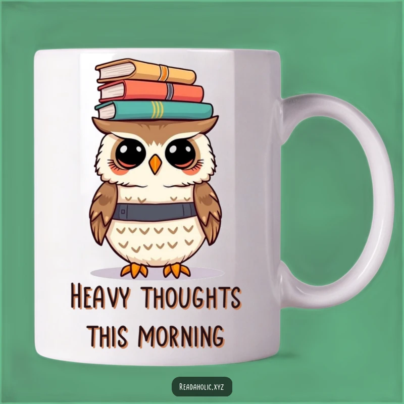 Funny Kawaii Owl Mug: Book Balancing Act, Intellectual Humor Gift