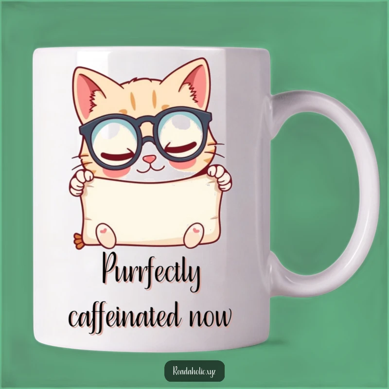 Funny Kawaii Cat Scholar Mug - Glee Reading Scroll Gift