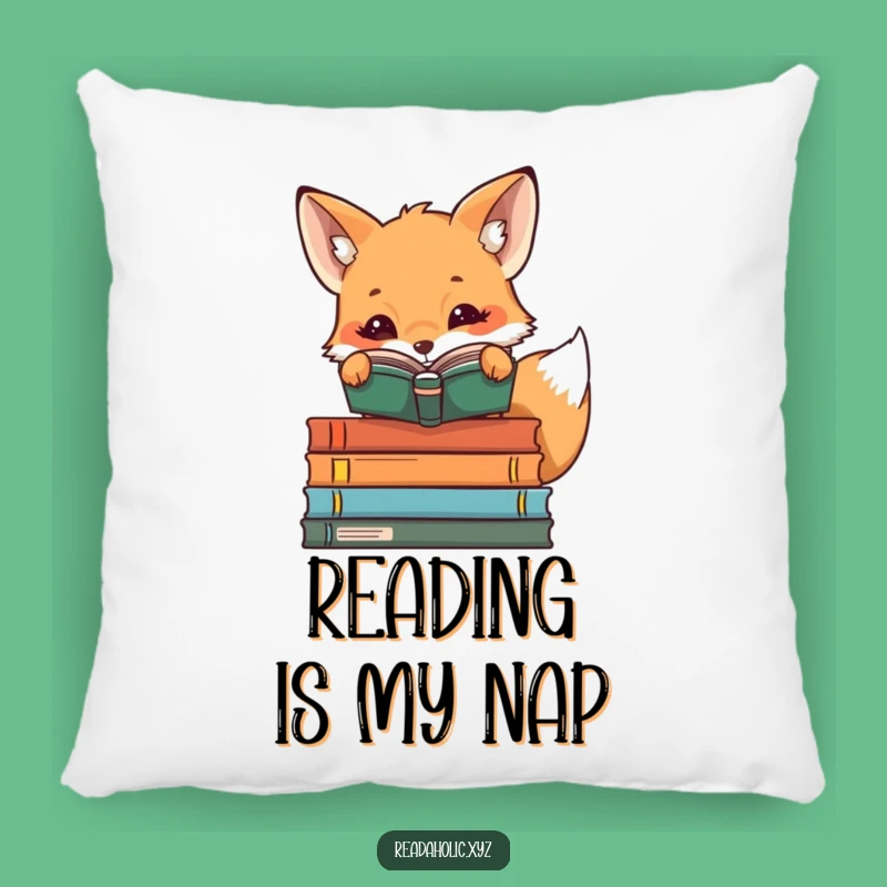 Funny Kawaii Fox Pillow: Cozy Bookworm Fox Cushion for a Comfy Laugh