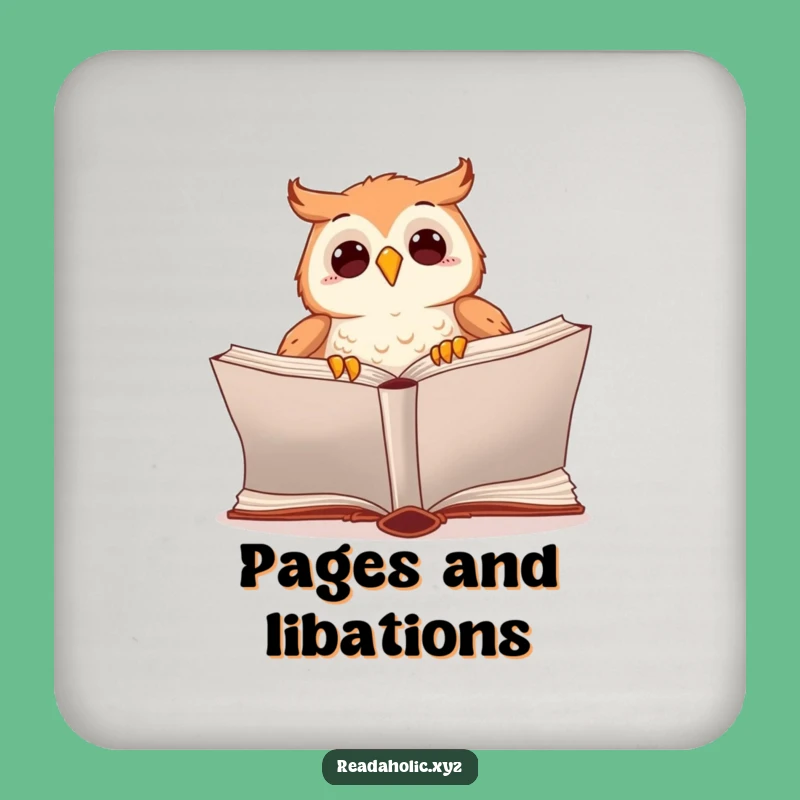 Funny Kawaii Owl Reading Coasters: Protect Surfaces with Literary Charm