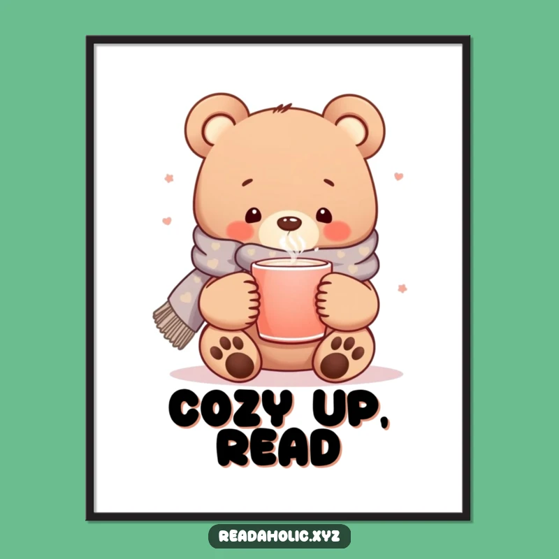 Funny Kawaii Bear Poster: Cozy Bear with Scarf for a Warm Wall Accent