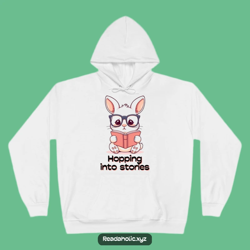 Cozy Funny Kawaii Rabbit Reading Hoodie: Stay Warm with Literary Charm