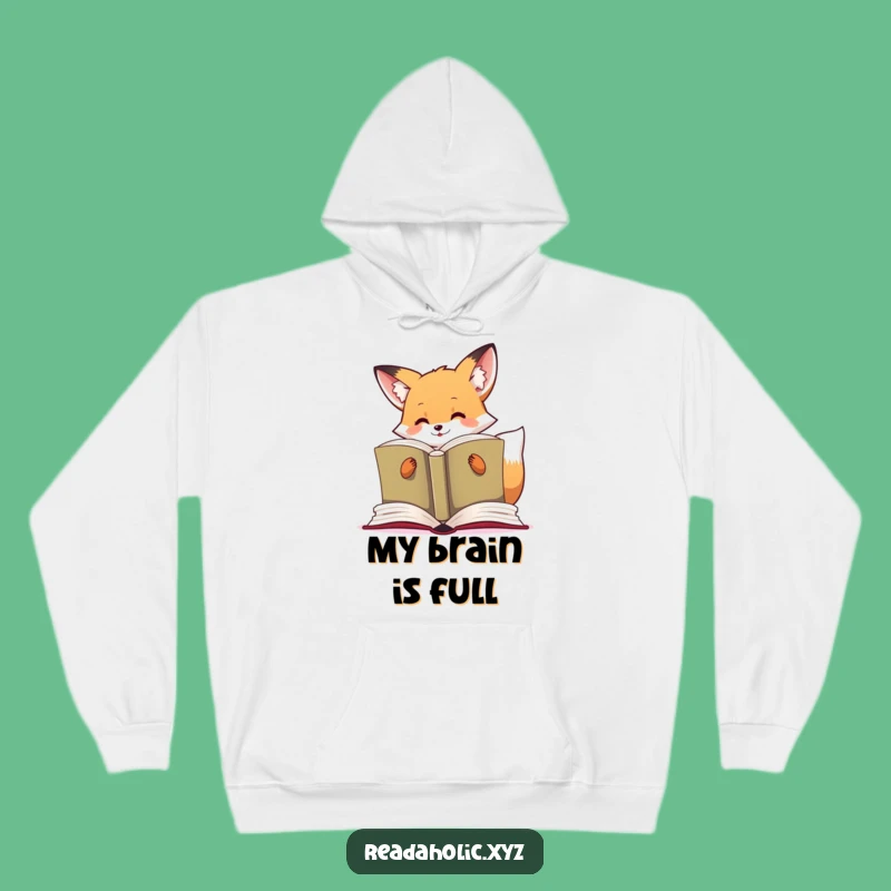 Funny Kawaii Fox Hoodie: Cozy Reader of Giant Books, Great Gift