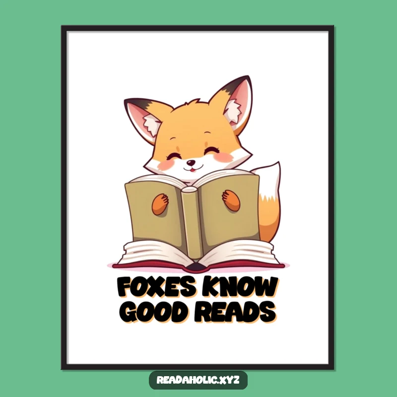 Free Printable Kawaii Fox Art: Literary Adventures, Funny Downloadable Decor!