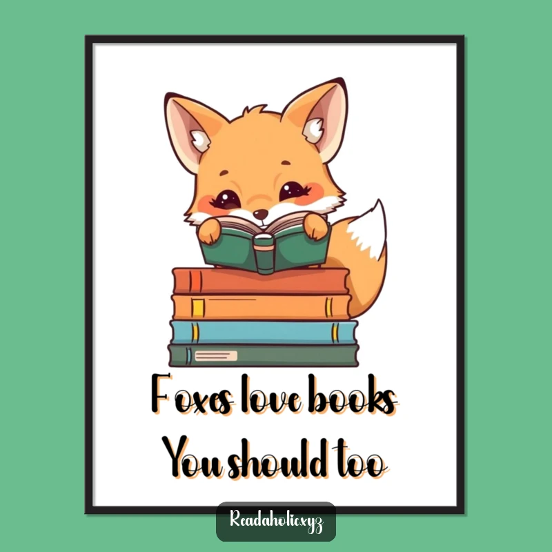 Free Printable Kawaii Fox Wall Art: Funny Downloadable Decor for Book Nooks