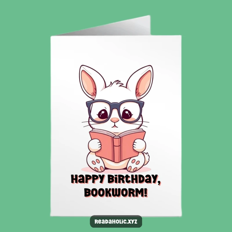 Funny Free Printable Birthday Card: Rabbit Reads Happy Birthday Wishes!