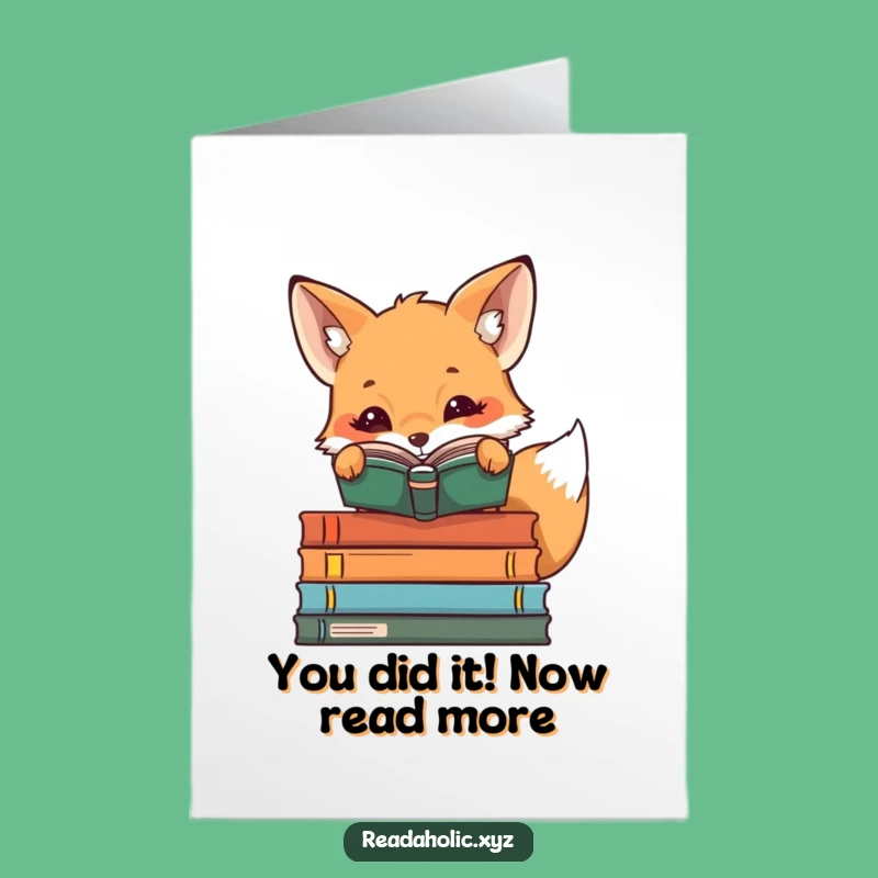 Free Printable Kawaii Fox Congrats Card: Funny Downloadable Gift for Achievers