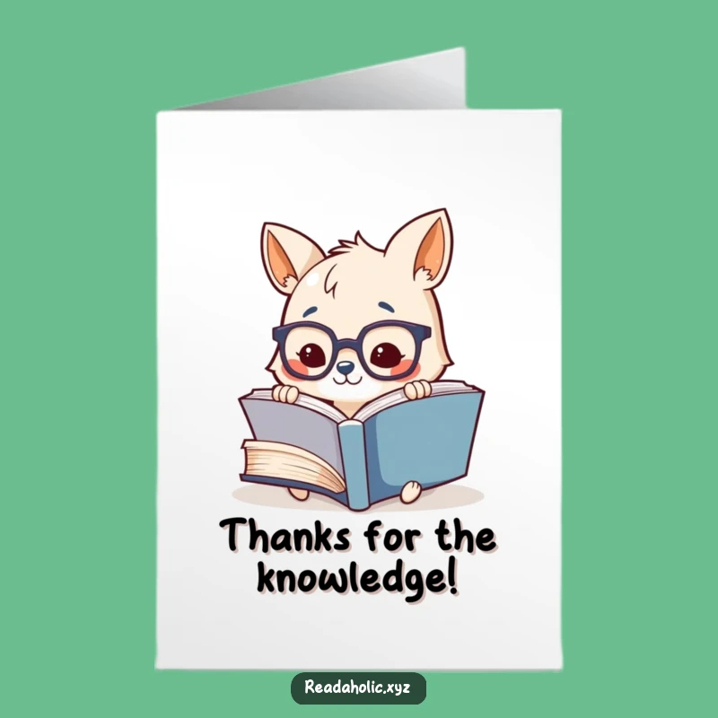 Free Printable Thank You Card: Bookworm Animal - Grateful Humor Downloadable Gift