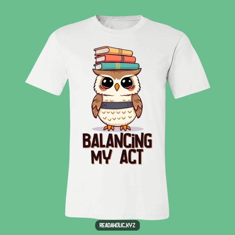 Funny Kawaii Owl T-Shirt: Book Balancing Challenge, Hilarious Gift