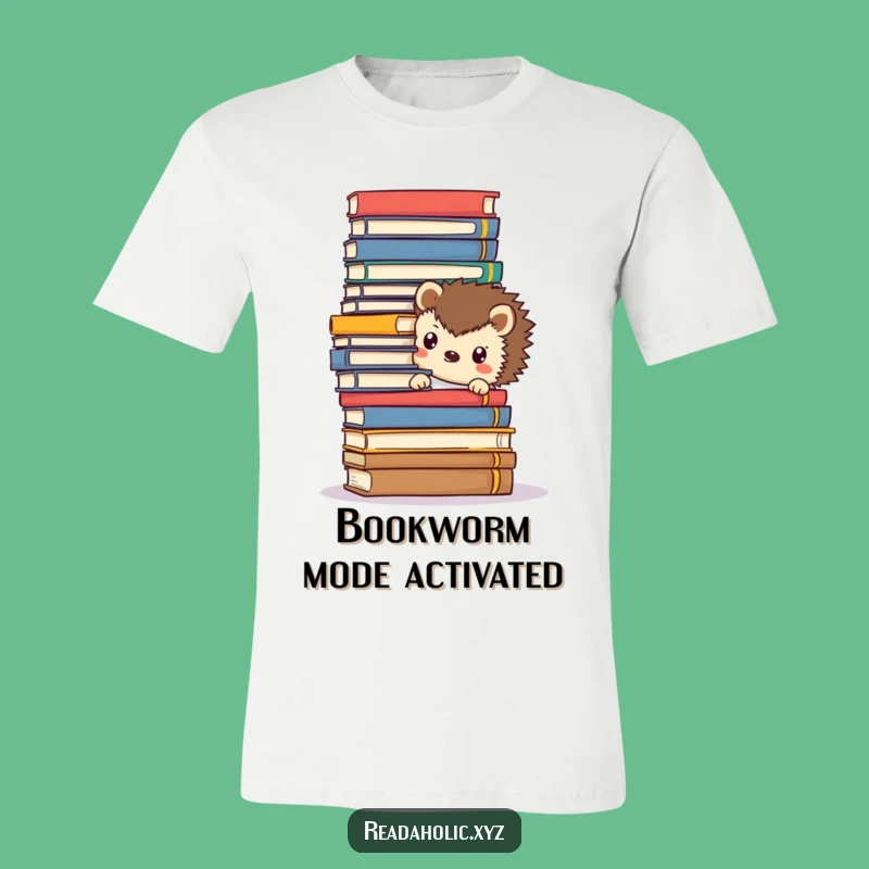 Funny Kawaii Hedgehog Book T-Shirt: Cute Reading Tee