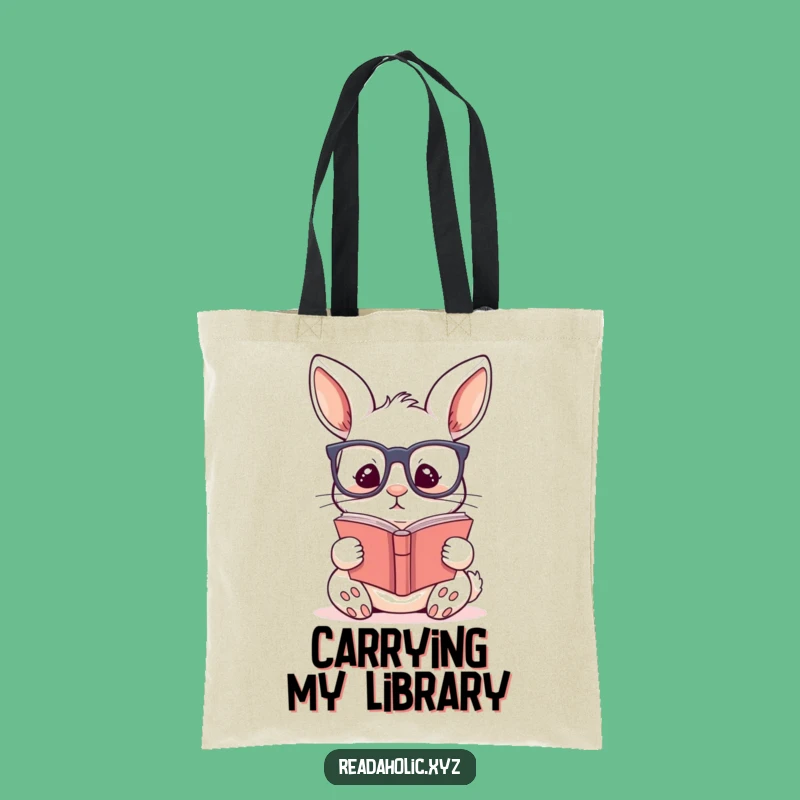 Funny Kawaii Rabbit Reading Tote Bag: Carry Your Books with Intellectual Flair