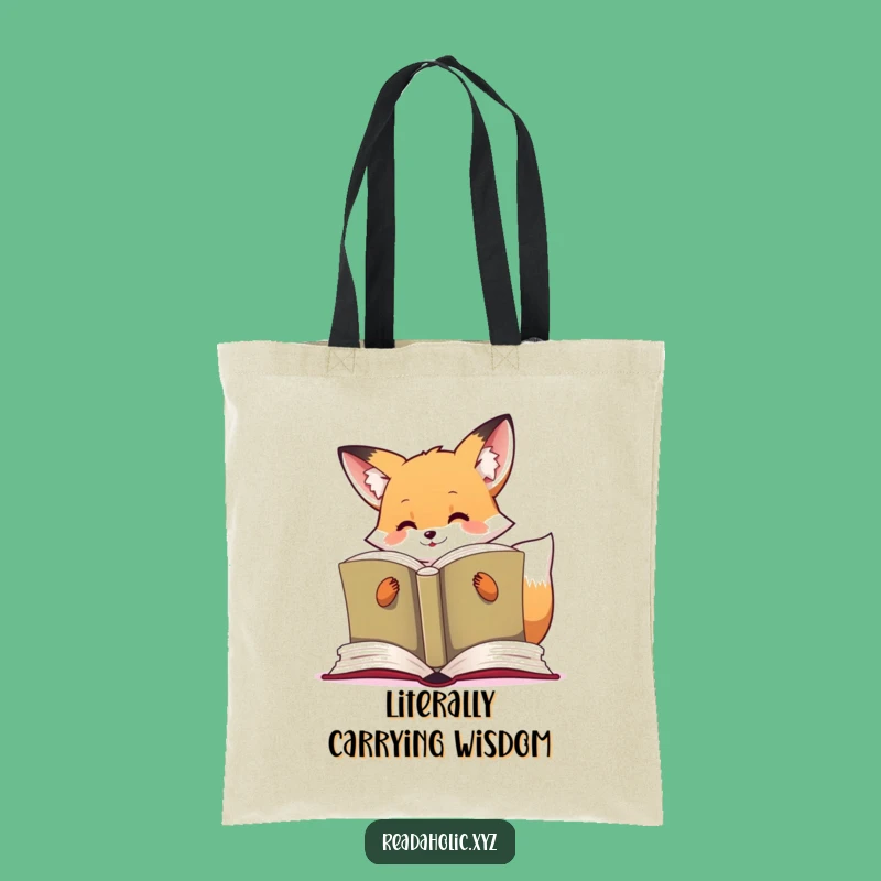 Funny Kawaii Fox Tote: Carry Your Books with This Reading Fox