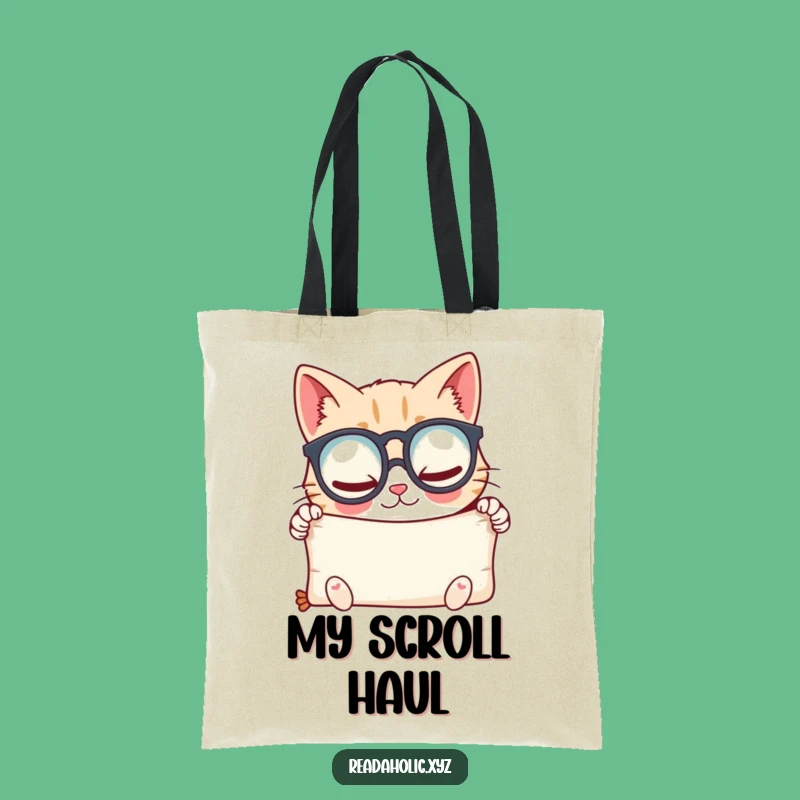 Funny Kawaii Cat Scholar Tote Bag - Glee Scroll Carrier Gift